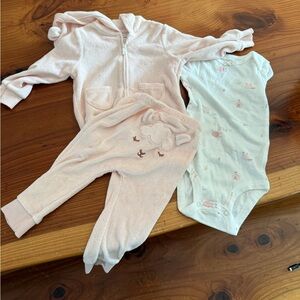Carter's Pink and White Bodysuits Soft One Pieces 3 piece